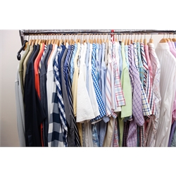  Large collection of gents shirts including Messori, Casa Moda, Sir Bonser, Fugaro, Mirto and others, Armani Exchange t-shirt, some new with tags, mostly sizes large, xlarge and xxlarge  