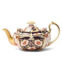 Royal Crown Derby pattern 2451 three-piece tea service, comprising teapot, covered sucrier and milk jug, date mark for 1898 (3)