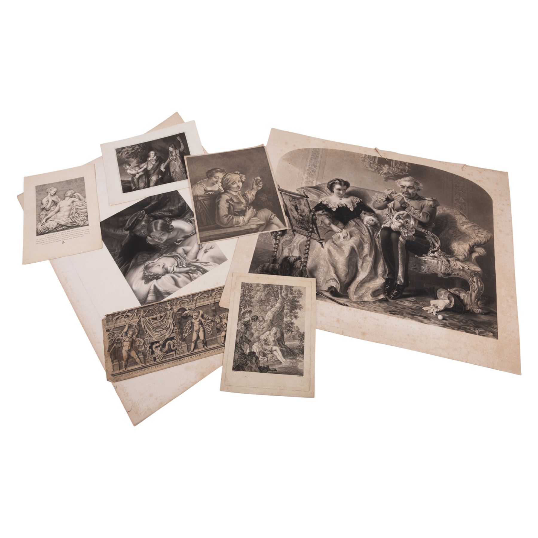 Collection of 18th century and later unframed engravings, including Robert Strange after Guido Reni: Venus, and others, max 64cm x 78cm (unframed)