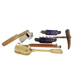 Silver and enamel masonic medal, hallmarked, together with two enamel British Railway badges and silver plated cigarette case and other collectables