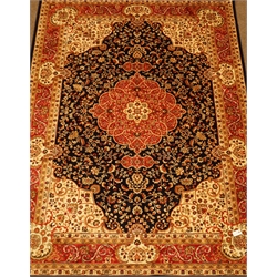  Persian Kashan design blue ground rug carpet/wall hanging, 280cm x 200cm  