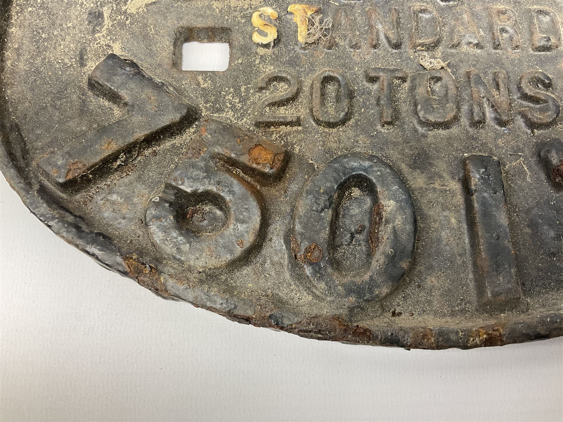Three cast iron railway wagon plates of D shaped form to include Southern Railway, LMS and GWR, L27.5cm