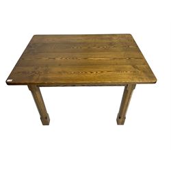 Swanman - rectangular oak dining table on chamfered supports, by Graham Duncalf of Thirsk (ex Eagleman)