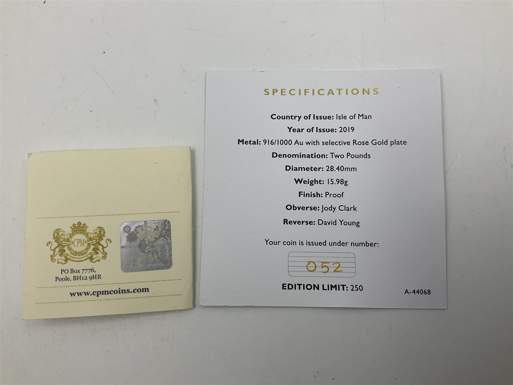 Queen Elizabeth II Isle of Man 2019 '75th Anniversary D-Day Leaders Churchill' gold proof two pound coin, cased with certificate