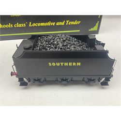 Ace Trains '0' gauge - E/10 Schools Class 4-4-0 locomotive 'Westminster' No.908 and tender in SR Wartime black; boxed with instructions, original packaging and invoice dated 26/09/2012 in outer delivery box