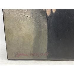 Irene Wyatt (British 1903-1987): Lady with a Green Earring, believed to be Merula Salaman, oil on canvas signed 102cm x 76cm 
Notes: this is possibly Wyatt's painting shown at the New English Art Club in in 1932 no.101; Salaman was the first wife of Sir Alec Guinness.