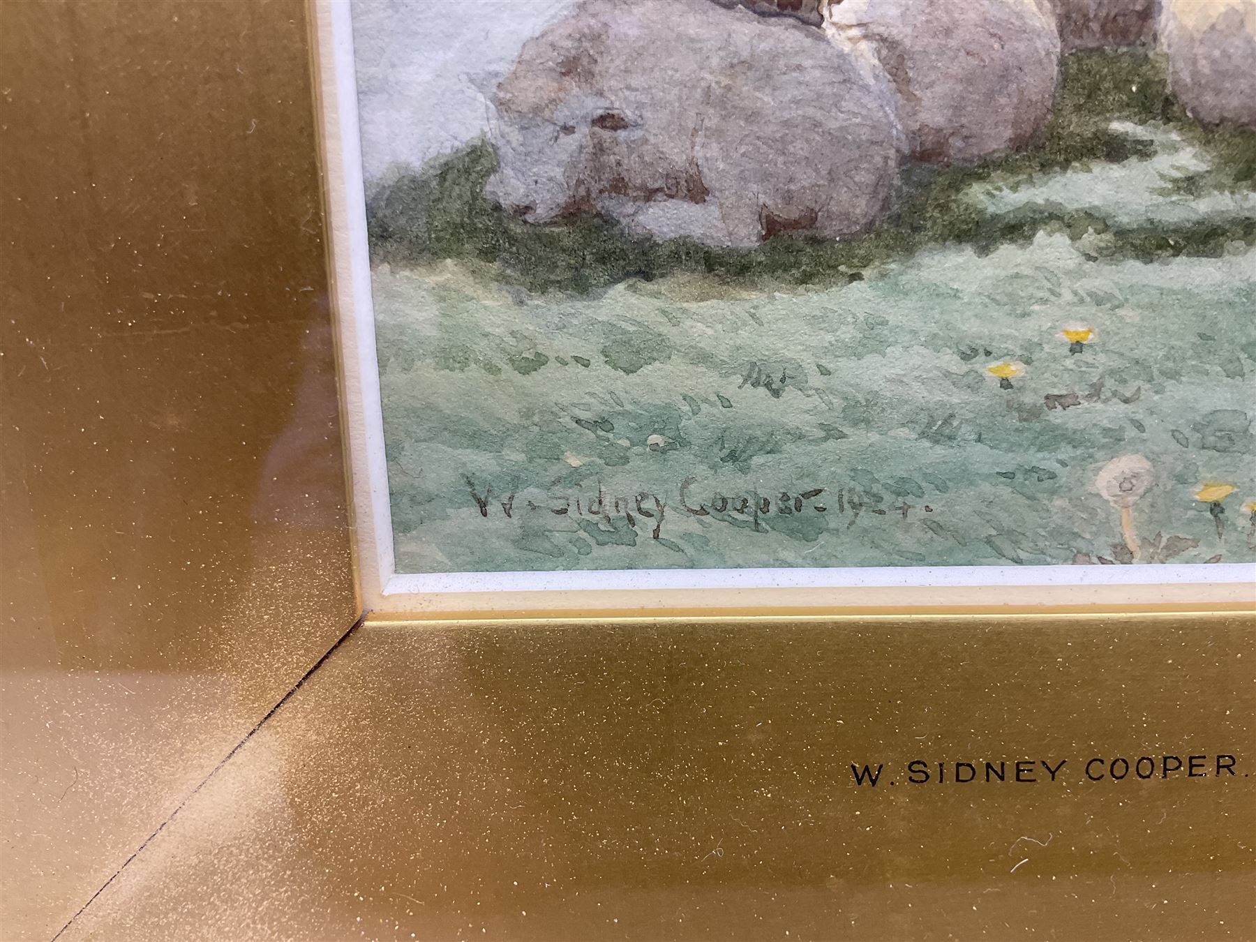 William Sidney Cooper (British 1854-1927): Sheep in the Shade, watercolour signed and dated 1924, 18cm x 12cm