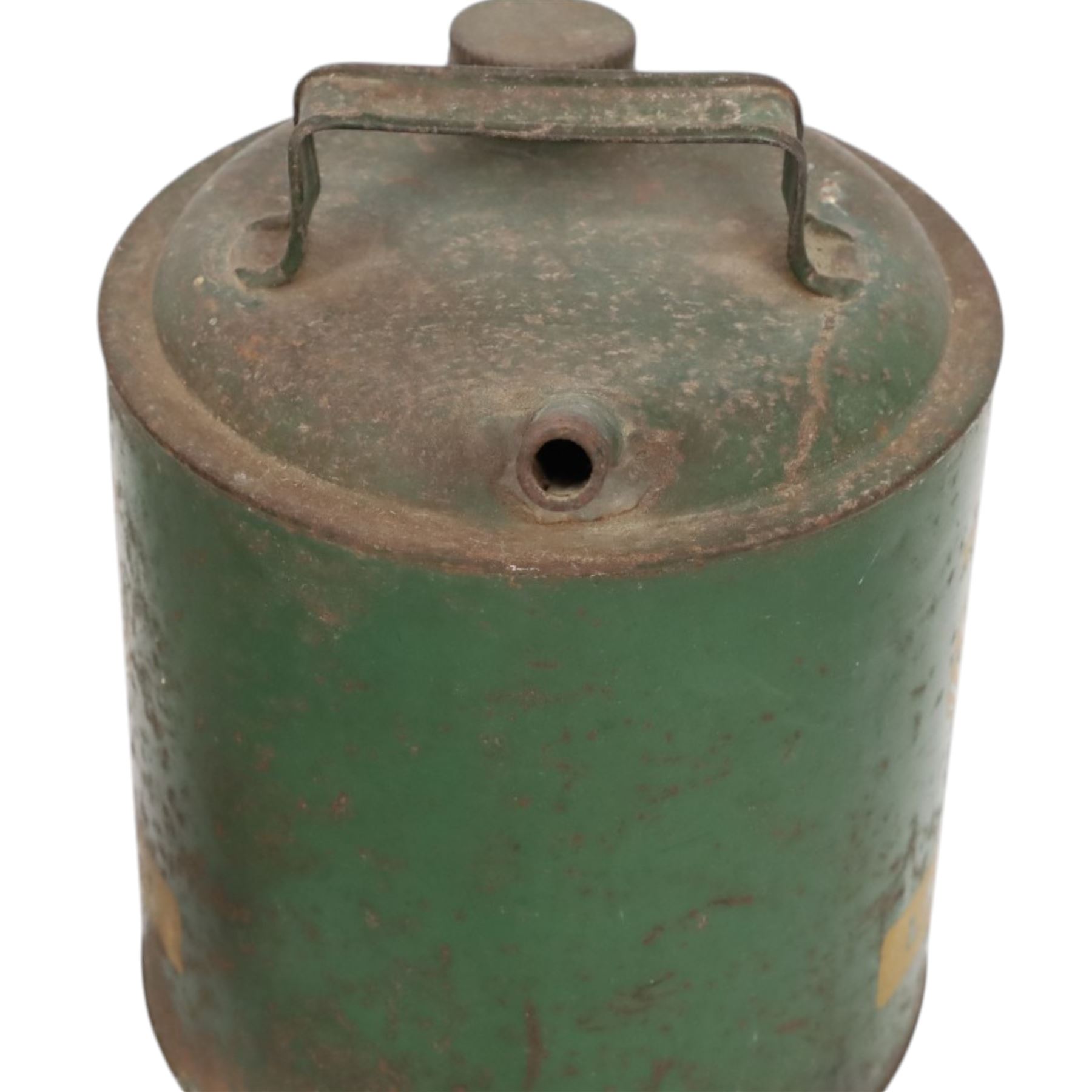 Shell-Mex Lamp Oil can, three oil jugs, including two red Esso examples and a green Castrol example and one other