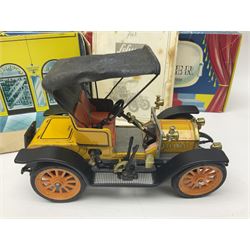 Schuco - four boxed Old Timer series tin-plate model cars comprising two 1228 Opel Doktor-Wagen 1909, one in yellow and another in blue, 1229 Mercedes Simplex anno 1902, and 1230 Renault 6CV/1911 Voiturette 