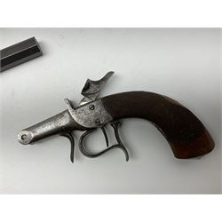 Assorted rifle and pistol spares; early Gem air rifle with sawn off barrel (piece present); telescopic sight; canvas/leather ammunition pouch; Mauser stock; barrel browning solution etc