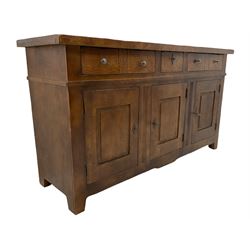 Antix French oak sideboard, fitted with three drawers and cupboards