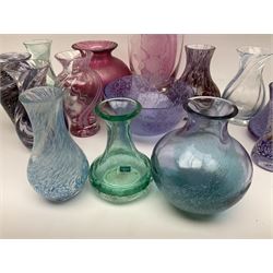 Collection of Caithness glass vases and dishes, to include mottled and swirl designs,  largest 20cm (23)