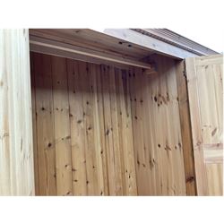 Solid pine triple wardrobe with three drawers