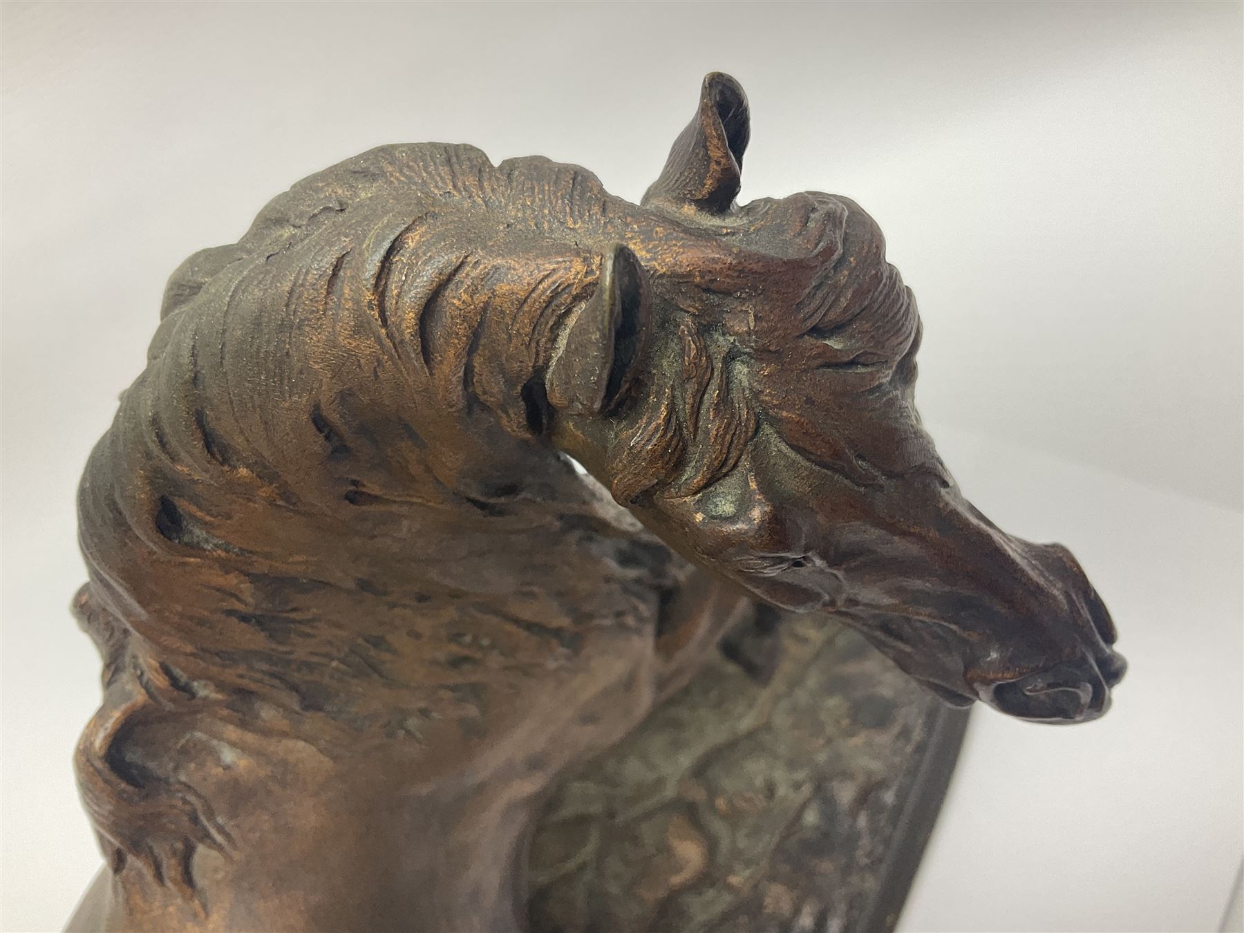 After P J Mene, bronze figure of a horse on a stepped oval base, H31cm 