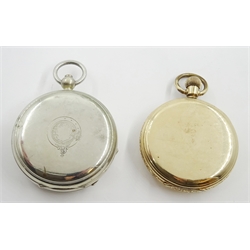 Thomas Russell & Son Tempus Fugit gold-plated pocket watch No.47654 and a Thomas Russell full hunter key wound chrome pocket watch