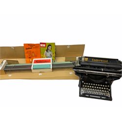 Underwood manual typewriter with original cover and Knitmaster Knitting machine in original box with instructions. 