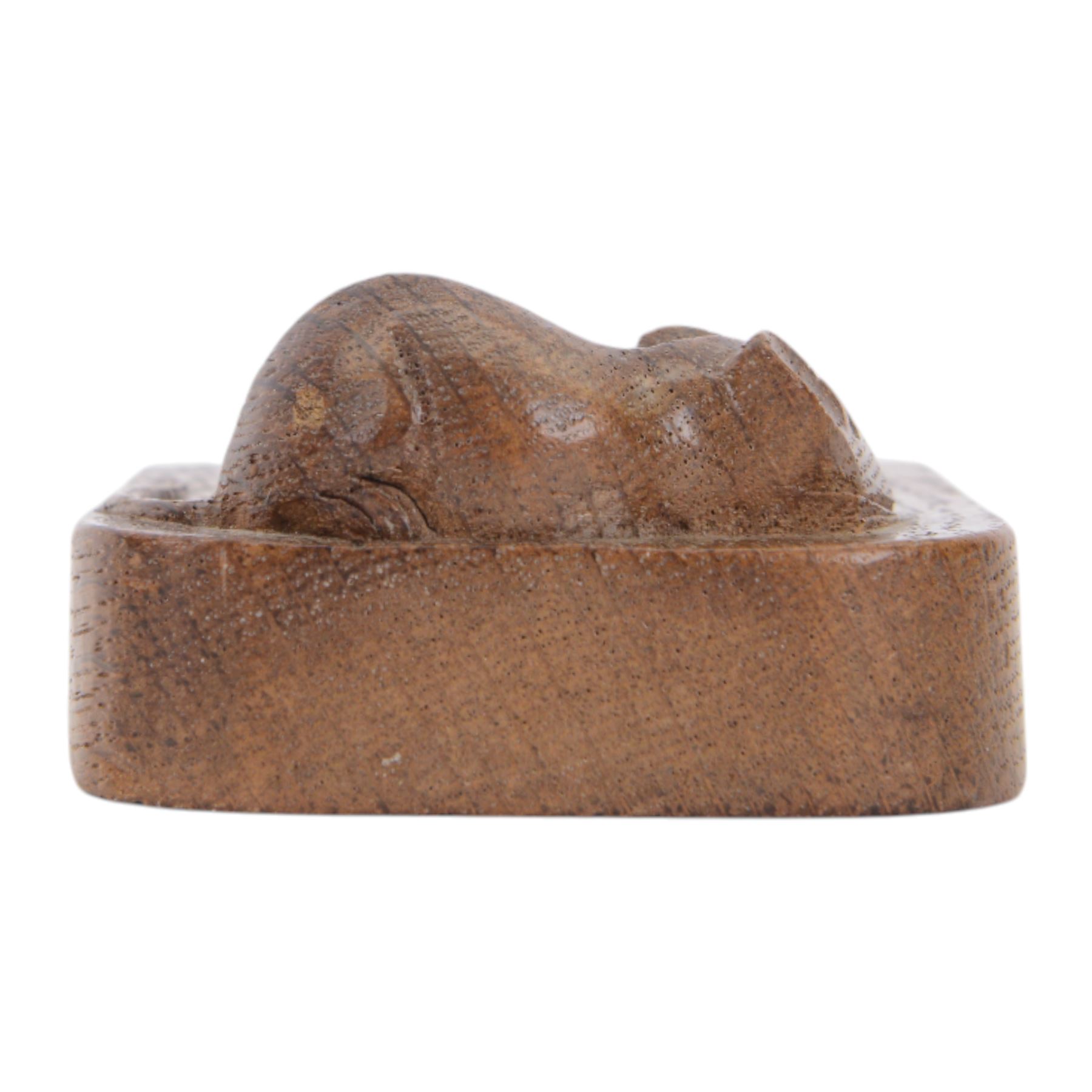 Mouseman - oak ashtray, of rectangular form with canted corners, carved with mouse signature, by the workshop of Robert Thompson, Kilburn, W10.5cm