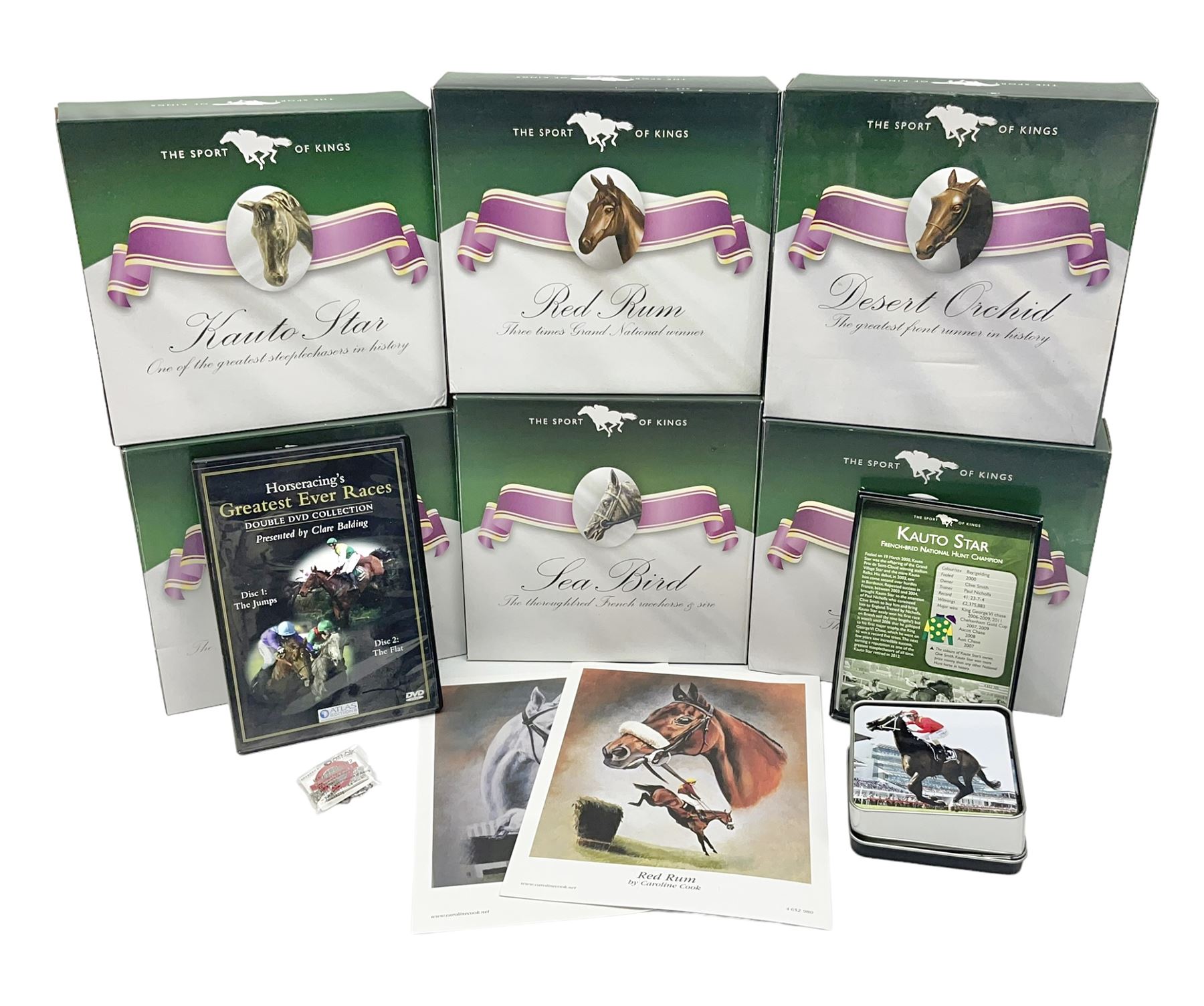 Atlas Editions pewter racehorses, to include Sea Bird, Kauto star etc  
