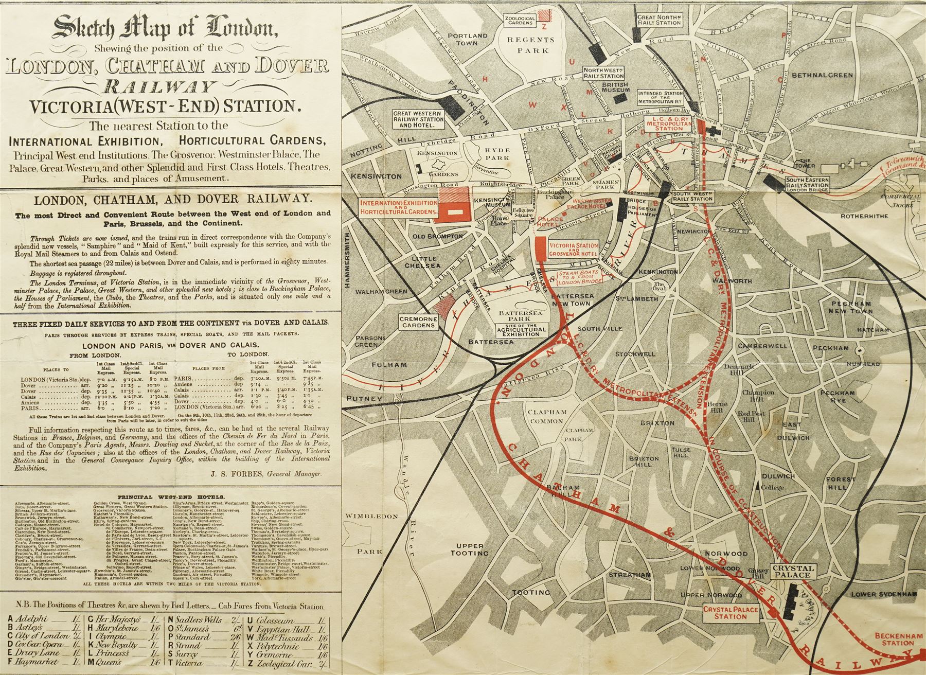London Chatham & Dover Railway (British 19th century): ‘Sketch Map of ...