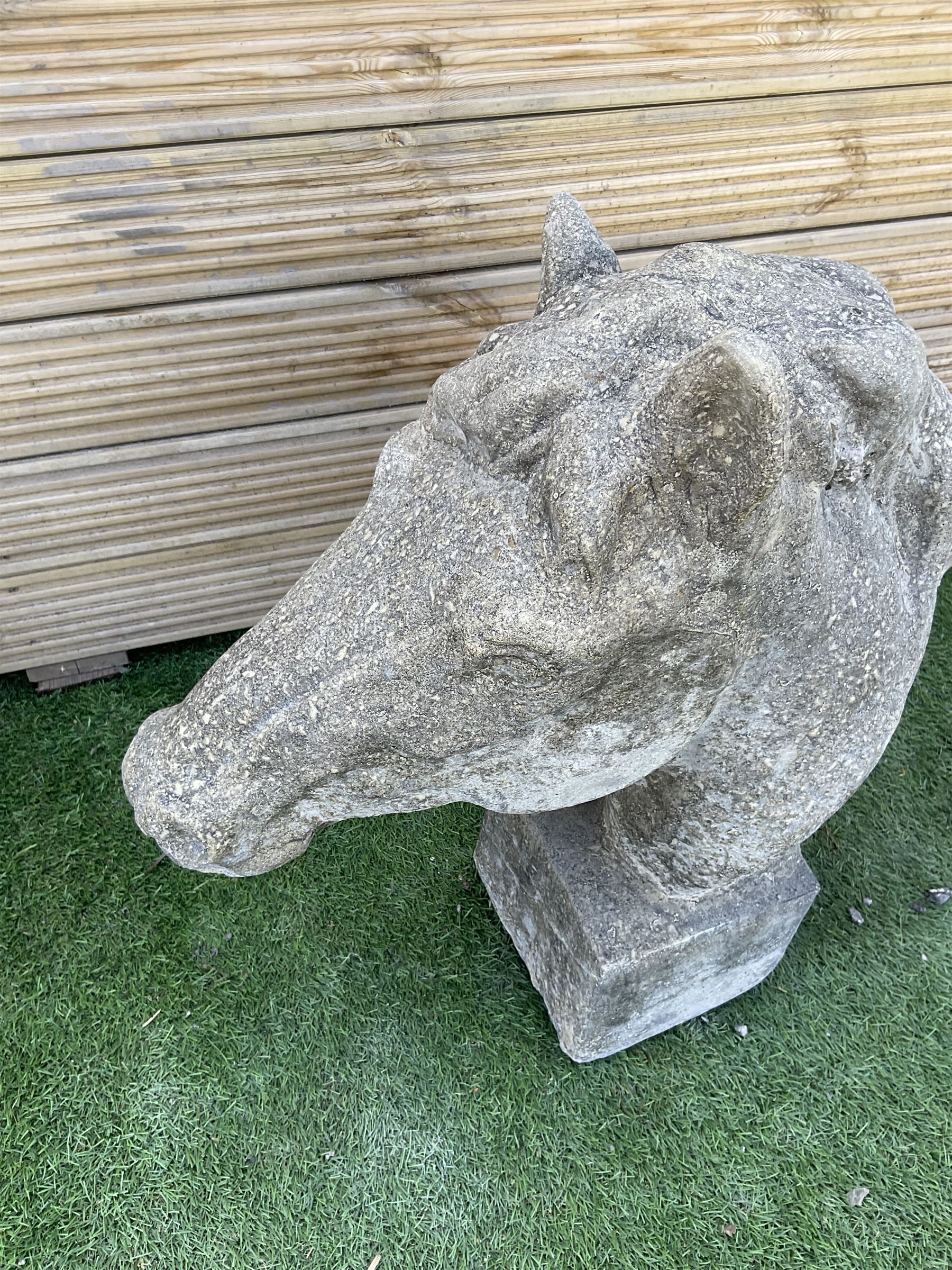 Cast stone garden horse head figure