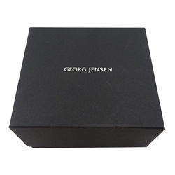 Pair of Georg Jensen silver swirl earrings stamped 925, in original box