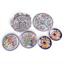Two Bjorn Wiinblad for Rosenthal plates, together with famille rose bowl and plate, Delft charger, and other collectables 