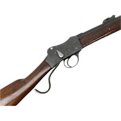 Westley Richards .310 Cadet Martini action rifle, the 63.5cm smooth bored barrel with one barrel band, walnut stock stamped 93/352 with hinged compartment to butt, serial no.3365, L103cm
