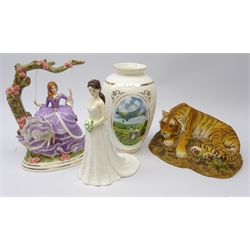 Royal Worcester figure Catherine Duchess of Cambridge, Brompton & Cooper 'Rose Garden', Bradford Editions 'Heroes of the Sky' ltd. ed. vase and Stephen Gayford ltd ed. group 'Cat Nap', all as new, boxed (4)  
