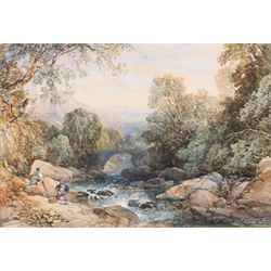 James Duffield Harding (British 1798-1863): 'Bridge on the Greta', watercolour unsigned, t...