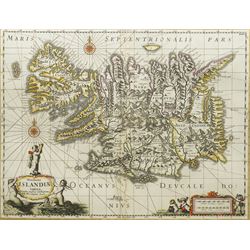 Moses Pitt (British 1641-1697): 'Islandiae', first edition 17th century engraved map with ...