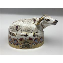 Royal Crown Derby paperweight, Harrods Water Buffalo, limited edition 75/350, with gold stopper and printed mark beneath, with certificate and original box