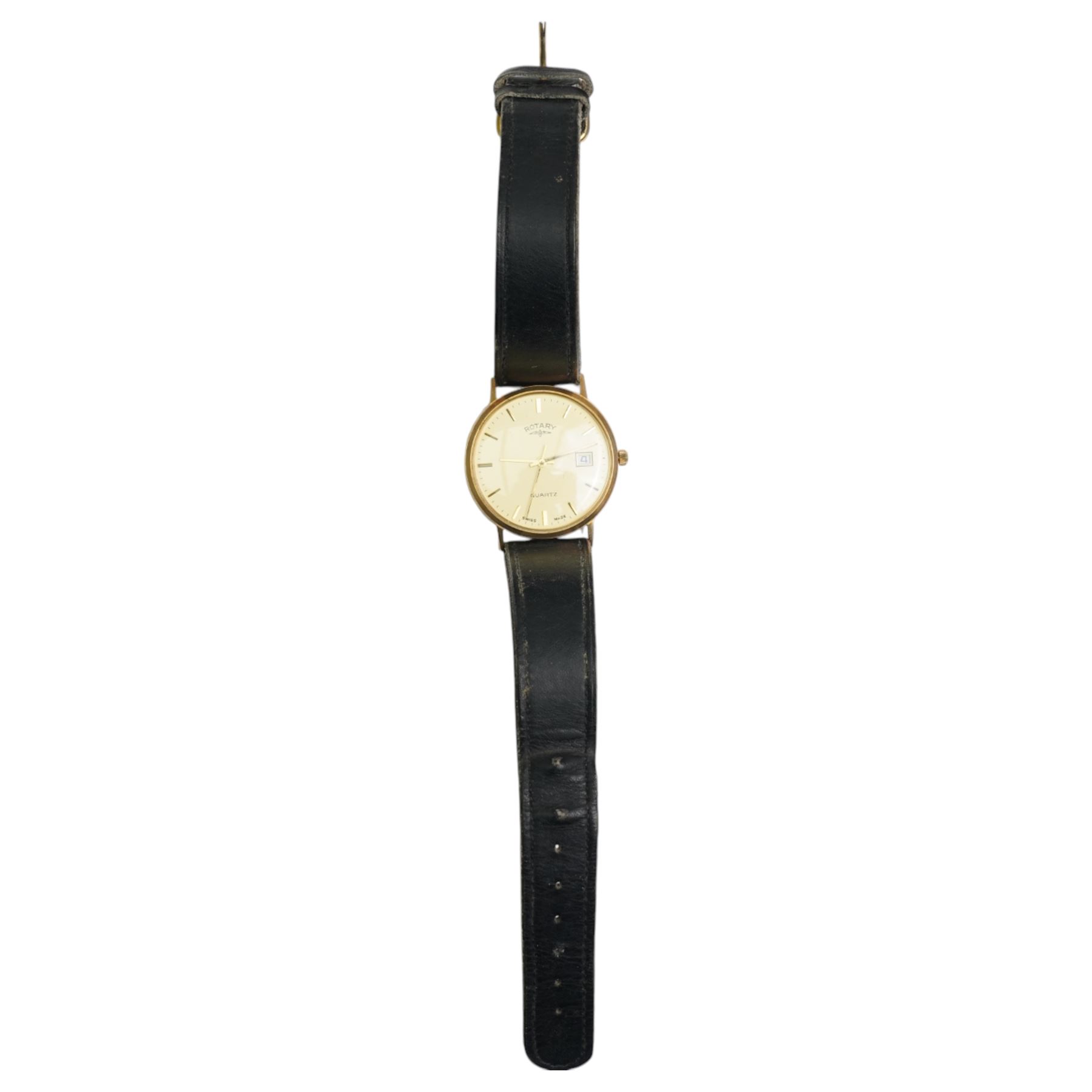 Rotary gentleman's 9ct gold quartz wristwatch, on leather strap