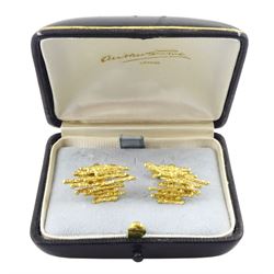 Andrew Grima pair of 18ct gold 'twig' design cufflinks, makers mark H J & Co, hallmarked London 1966, boxed with receipt dated 1967