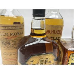 Five Single Malt Scotch Whiskys, including Aberlour Glenlivet 9 year old, Tamnavulin Glenlivet, Bruichladdich etc, various contents and proof (5)