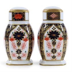 Royal Crown Derby Old Imari 1128 pattern cruet set, comprising salt, pepper and mustard pot 