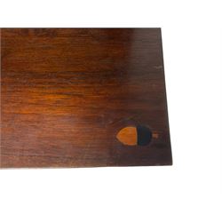 Acorn Industries - Georgian design mahogany bookcase on cupboard, fitted with two astragal glazed doors enclosing three glass shelves, base with two cock-beaded drawers over two panelled cupboards, inlaid with acorn signature, by Alan Grainger, Brandsby