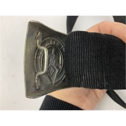 WW2 German Hitler Youth belt, the buckle marked 'Blut Und Ehre' and impressed RZM M/4/55 verso; and another Hitler Youth belt with similarly marked buckle (2)