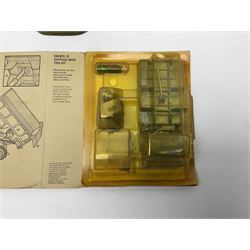 Dinky Kit No.1029 Ford D800 Tipper Truck in unopened original packaging; American Singer child's sewing machine; Spong's table mounting Bean Slicer No.632; and two wall mounting wooden die-cast model open display racks (5)