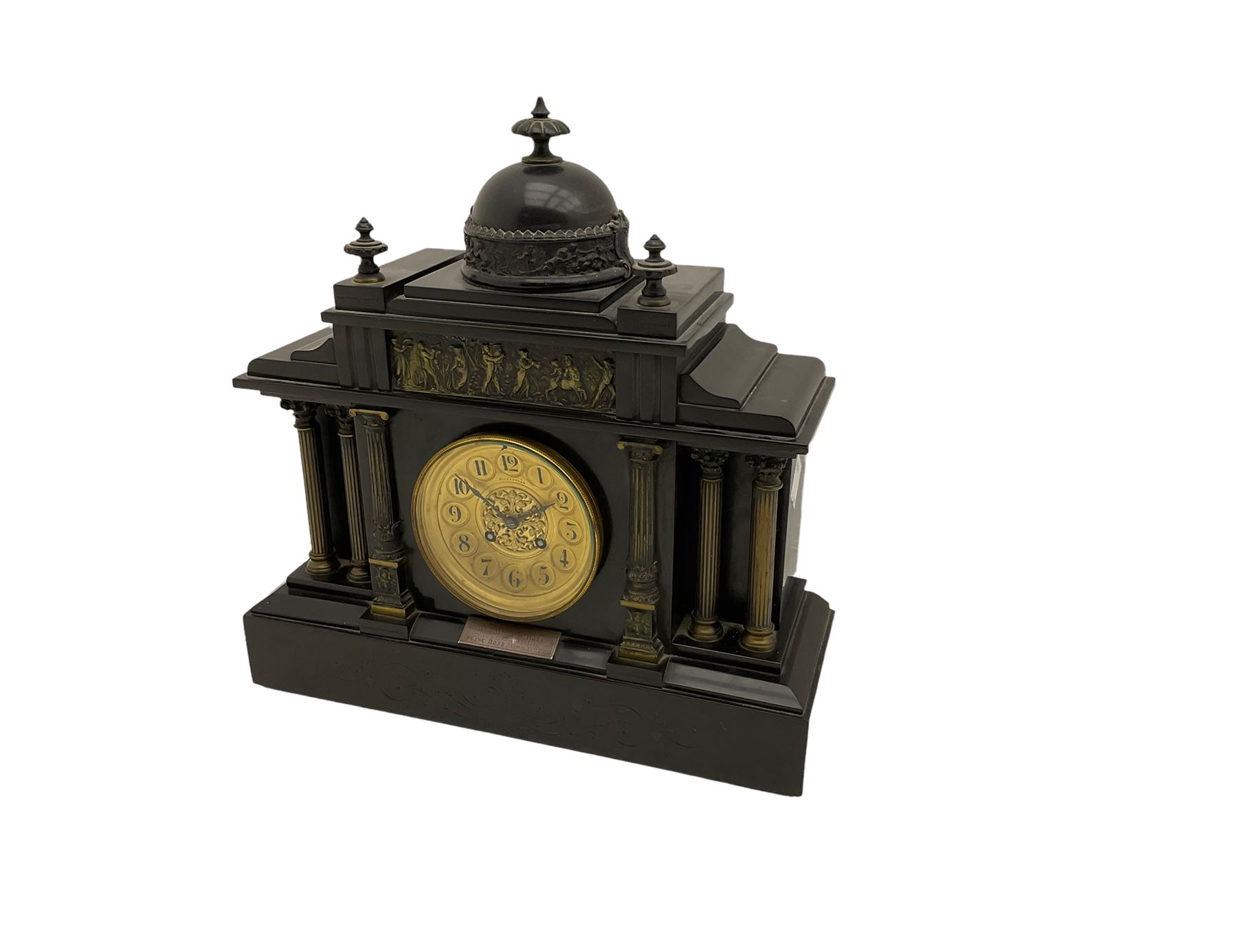 A Victorian c1890 Belgium slate mantle clock in a Byzantine style