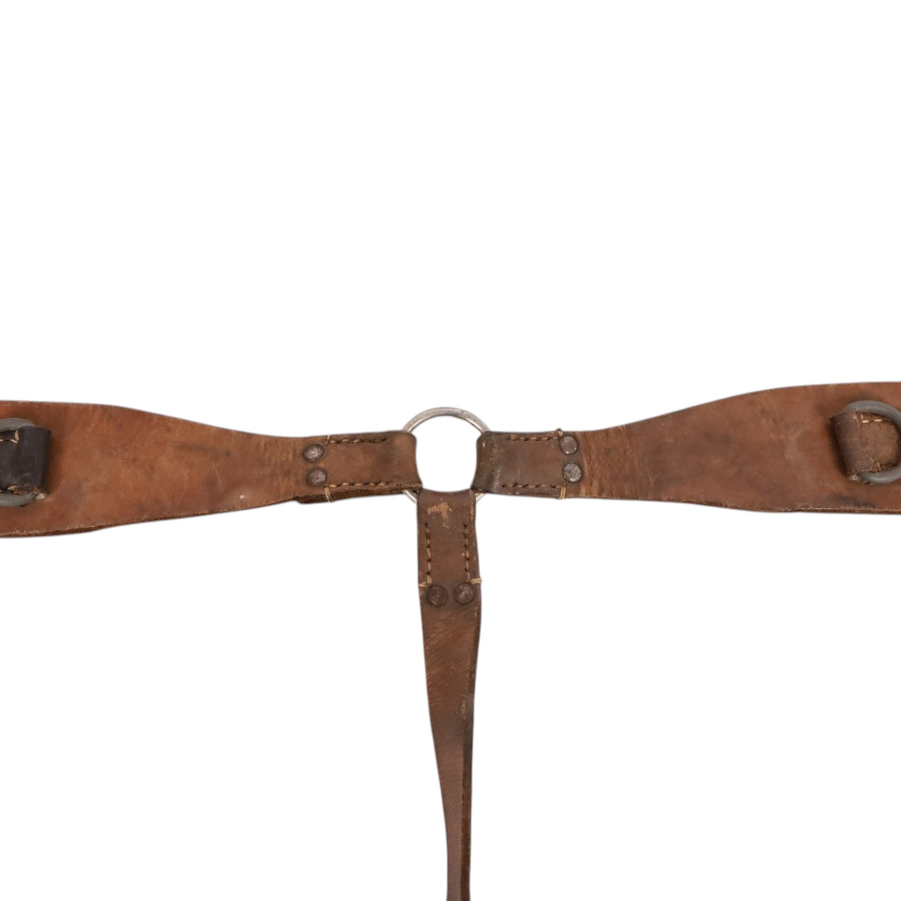 WWII German Army Heer black leather Y straps circa 1940.