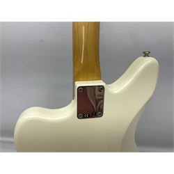 Mexican Fender Jaguar electric guitar with Humbucker pick-ups and tremolo arm, serial no.MX16741977, L101cm; in soft carrying case