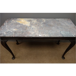  19th century walnut side table, marble top, cabriole legs, W42cm, H84cm, D61cm  