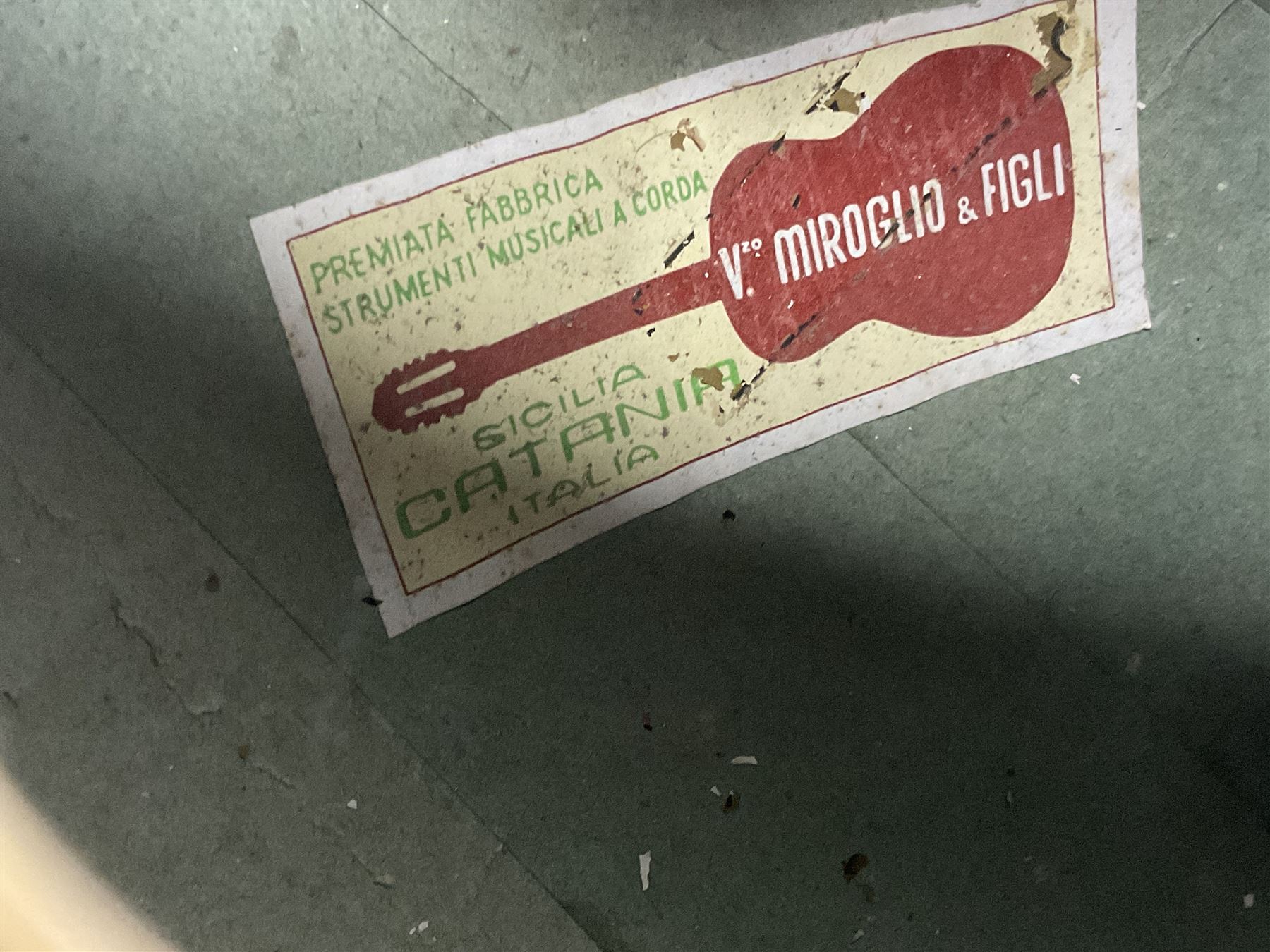 Italian bouzouki type long necked mandolin with segmented lute back and spruce top with tortoiseshell style panels; bears label 'Miroglio & Figli Sicilia Catania Italia' L99cm; and Italian lute back mandolin with segmented back and spruce top bearing label for F. De Mureda Napoli (2)