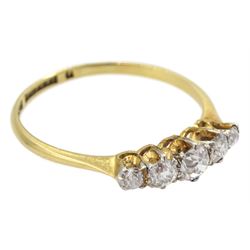 Early 20th century 18ct gold graduating old cut diamond ring, stamped 18ct & PT, makers mark S.B & S Ltd, total diamond weight approx 0.50 carat