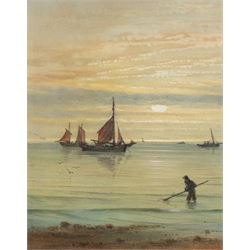 Thomas Swift Hutton (British 1860-1935): 'Tin Ghaut - Whitby', George Percy Bankart (British 1866-1929): ‘River Esk at Whitby’, Edith F Hillier (British 19th/20th Century): ‘The Market Place – Whitby'; together with other Whitby related watercolours variously signed and titled max 36.5cm x 26.5cm (6)