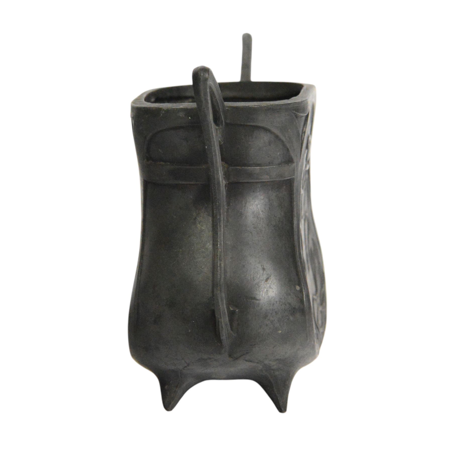 Twin handled Art Nouveau vase, decorated with a female figure by a river and flowers to the other side, with loop handles, H81cm  