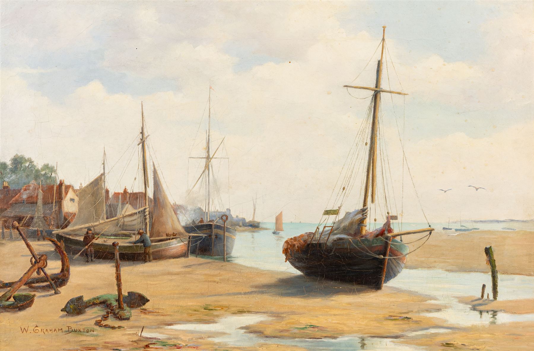 William Graham Buxton (British 1858-1926): On the Essex Coast, oil on canvas signed 35cm x 52cm