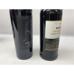 Dow's Trademark Finest Reserve Port, 75cl 20% vol, mixed red wines, two bottles Cuvee Du Vatican Cotes-du-Rhone Reserve de l'abbe 2016, 750ml 14%, Corsiero Nero Nero di Troia 750ml 13% vol and six others of various contents and proofs (9)