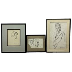 Philip Naviasky (Northern British 1894-1983): 'Roberta' Portrait of a Gentleman and Portrait of a Girl, three pencil and charcoal sketches signed, one dated 1939 max 36cm x 23cm (3)