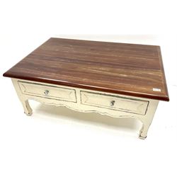 Laura Ashley Bramley range French style cream painted coffee table, two drawers
